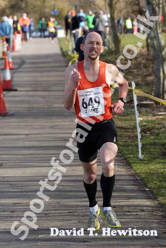 Rob Hand brings Durham City home as winner of the over-50s Royal Signal Relays.